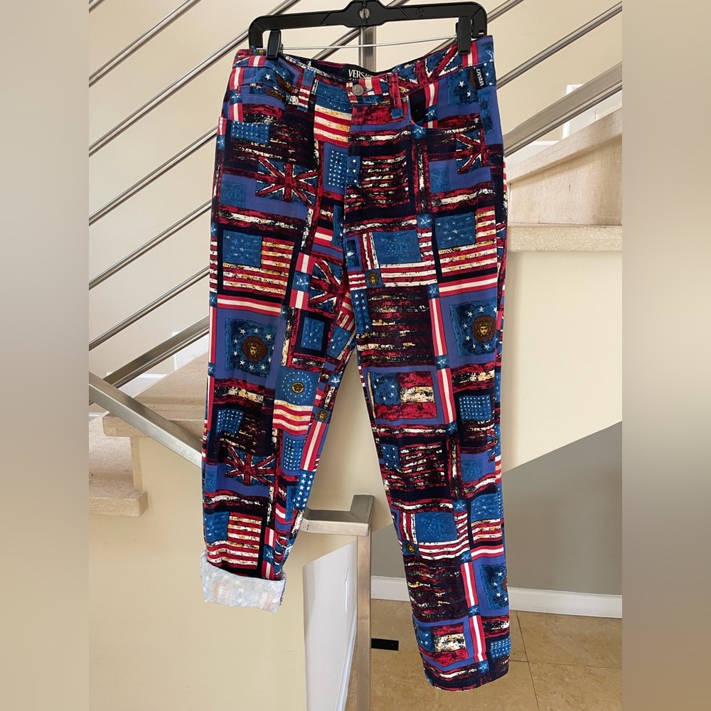 VINTAGE VERSACE VERY RARE Blue and Red JEANS